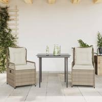 3-delige Tuinset met kussens poly rattan beige - thumbnail