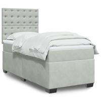 Boxspring met matras fluweel lichtgrijs 100x200 cm - thumbnail