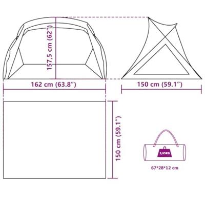 Strandtent 2-persoons waterdicht azuurblauw