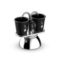Italiaanse koffiezetmachine set + 2 kopjes - BIALETTI - Mini inductie - 100 ml - Roestvrij staal / Zwart - thumbnail