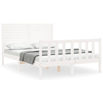 Bedframe zonder matras massief grenenhout wit 140x190 cm