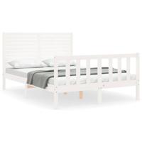 Bedframe zonder matras massief grenenhout wit 140x190 cm - thumbnail