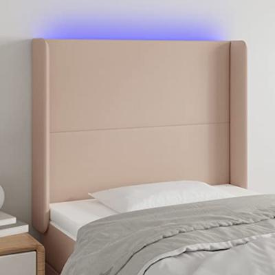 Hoofdbord LED 93x16x118/128 cm kunstleer cappuccinokleurig