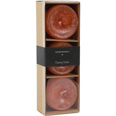 Countryfield drijfkaars bollie oranje 7 cm set van 3 | 12 stuks