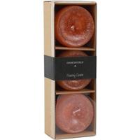 Countryfield drijfkaars bollie oranje 7 cm set van 3 | 12 stuks - thumbnail