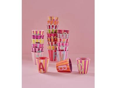 Gestreepte melamine beker LETTER S rijst, medium 250 ml meerkleurig