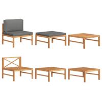 3-delige Loungeset met donkergrijze kussens teakhout - thumbnail