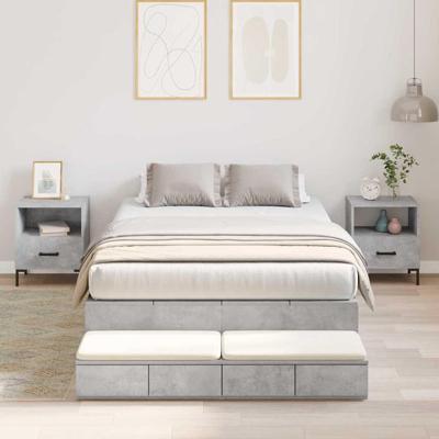 Opbergbedframe Beton Grijs 236.5 x 120 x 31.5 cm Bewerkt hout