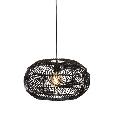 GOOD&MOJO Hanglamp 'Madeira' Rotan, 48cm, kleur Zwart GOOD&MOJO Hanglamp 'Madeira' Rotan, 48cm, kleur Zwart