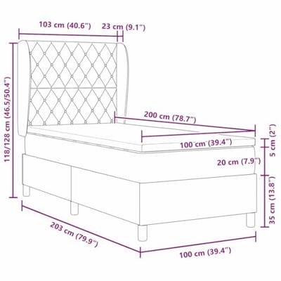 Boxspringbed met matras fluweel donkergrijs 100x200 cm