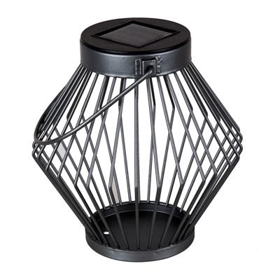 Solar LED Lantaarn Rotan 17 cm - Draadloos op zonne-energie - Grijs