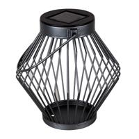 Solar LED Lantaarn Rotan 17 cm - Draadloos op zonne-energie - Grijs - thumbnail