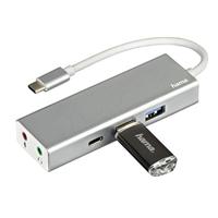 Hama USB 3.1 Type-C hub, 3-voudig, met 3,5 mm jack (2 x USB-A, 1 x USB-C, microfoon-/hoofdtelefoonaansluiting, 5 Gbit/s Super-Speed, voor PC/Mac/Laptop/Tablet, OTG-compatibel) externe USB-verdeler, - thumbnail