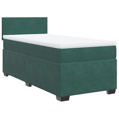 Boxspring met matras fluweel donkergroen 80x200 cm