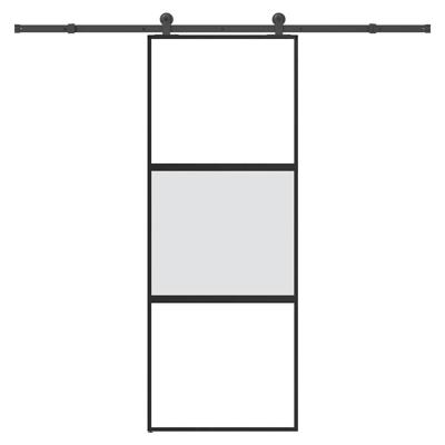 Schuifdeur met beslag 76x205 cm gehard glas en aluminium