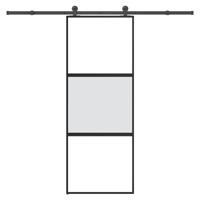 Schuifdeur met beslag 76x205 cm gehard glas en aluminium - thumbnail