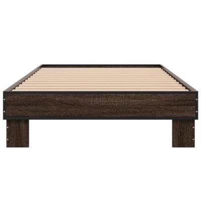 Bedframe bewerkt hout en metaal bruin eikenkleurig 90x200 cm