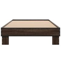 Bedframe bewerkt hout en metaal bruin eikenkleurig 90x200 cm - thumbnail