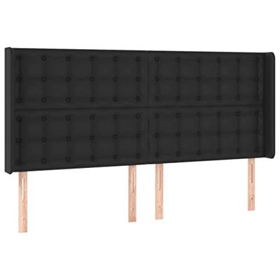 Hoofdbord met randen 163x16x118/128 cm kunstleer zwart