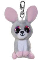 Lumo Stars sleutelhanger konijn junior 8.5 cm pluche grijs/roze - thumbnail