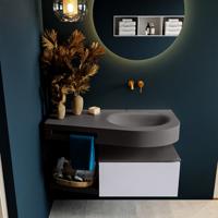 MONDIAZ RIVA 100cm badmeubel onderkast / planchet kleur Cale met 1 lade. Wastafel DULCET rechts 0 kraangaten kleur Dark_Grey. - thumbnail