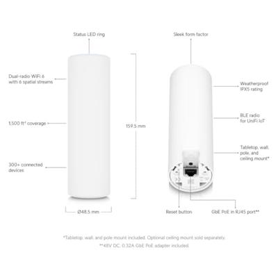 Toegangspunt UBIQUITI U6-Mesh Wit Zwart