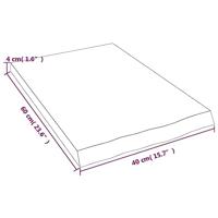 Wastafelblad 40x60x(2-4) cm behandeld massief hout lichtbruin - thumbnail