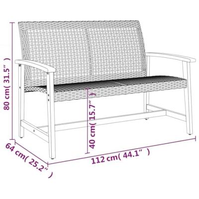 Tuinbank 112 cm poly rattan en acaciahout grijs Tuinbank 112 cm poly rattan en acaciahout grijs