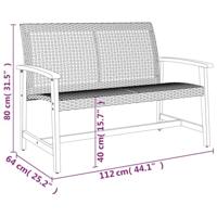 Tuinbank 112 cm poly rattan en acaciahout grijs - thumbnail