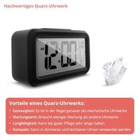 Mebus 42435 Wekker Kwarts Zwart Groot display - thumbnail