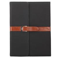 iPad Air 1 & 2 / iPad 5 & 6 horizontaal Business stijl patroon PU leren Hoesje met gespje en drievouws houder (zwart) - thumbnail