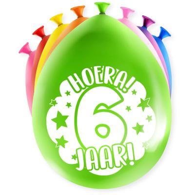 Party Ballonnen Hoera 6 Jaar - 8 Stuks