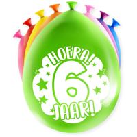 Party Ballonnen Hoera 6 Jaar - 8 Stuks - thumbnail