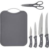 Gebor - Messenset Met Snijplank En Keukenschaar – Complete 6-delige Set – 4 Keukenmessen – Koksmessen – Grijs – - thumbnail