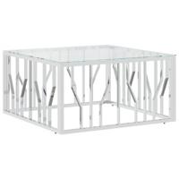 Salontafel 80x80x40 cm roestvrij staal en glas - thumbnail