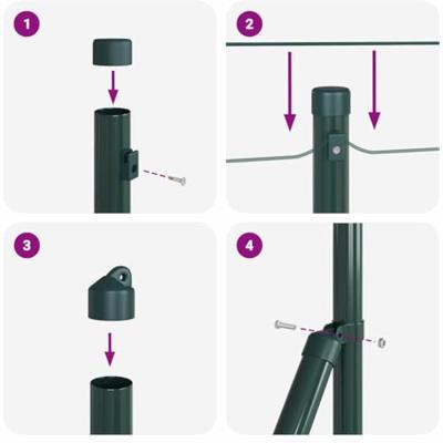 Hekpalen set met spike 13 pcs Groen 32mm 70 cm Metaal