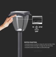 V-TAC VT-984 Solar Gazonlamp - IP65 Waterdicht - Mat Zwart - 2W - 110 Lumen - 3000K + 6000K - thumbnail
