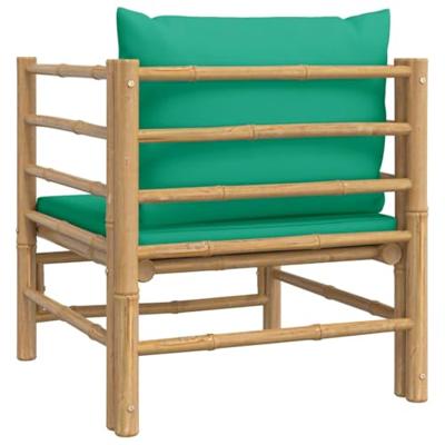 Tuinbank met kussens bamboe groen - thumbnail