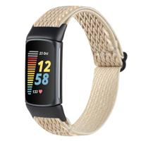 FitBit Charge 5 Elastische solo loop nylon bandje - Beige - thumbnail
