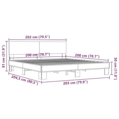 Bedframe bewerkt hout metaal sonoma eikenkleurig 200x200 cm