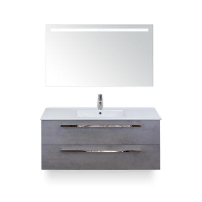 Seville Badmeubelset 120 cm - 2 laden Beton Antraciet - Wastafel Enjoy Enkel - met Sence Spiegel