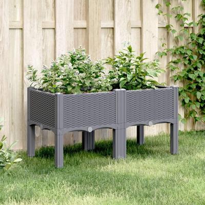 VidaXL Plantenbak met poten 80x40x42 cm polypropeen blauwgrijs