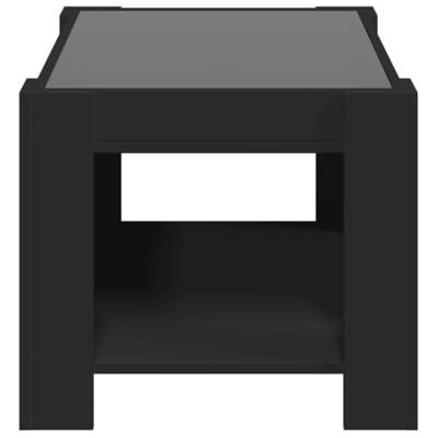 Salontafel met LED 73x53x45 cm bewerkt hout zwart Salontafel met LED 73x53x45 cm bewerkt hout zwart