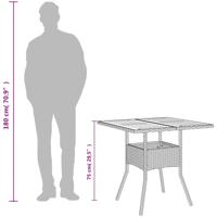 Tuintafel met glazen blad 80x80x75 cm poly rattan grijs - thumbnail