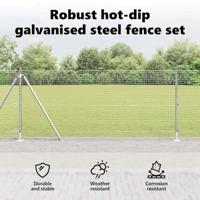 VidaXL Afrasteringspaal zilver 25 x 0,8 m (25 x 25 mm gaas) staal - thumbnail