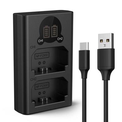 K&F Concept NP-FZ100 dual batterij-oplader met USB-C en display