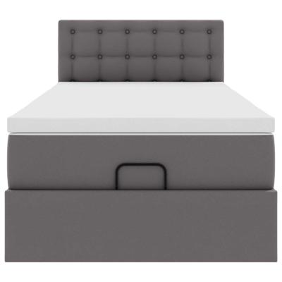 Ottoman bed met matrassen en LED's 90x200cm kunstleer grijs