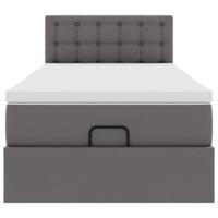 Ottoman bed met matrassen en LED's 90x200cm kunstleer grijs - thumbnail