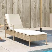 Ligbed met kussen 63x200x81 cm poly rattan beige - thumbnail
