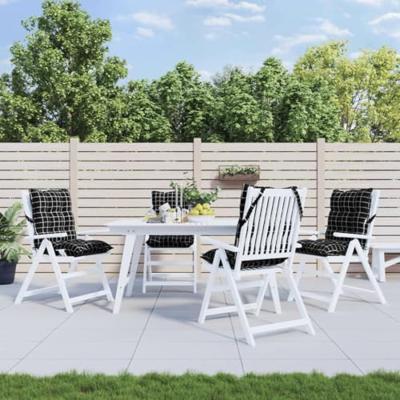 VidaXL Stoelkussens 4 st lage rug ruitpatroon oxford stof zwart VidaXL Stoelkussens 4 st lage rug ruitpatroon oxford stof zwart